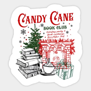 Book Reader Candy Cane Bookish Bookworm - Christmas Reading Sticker